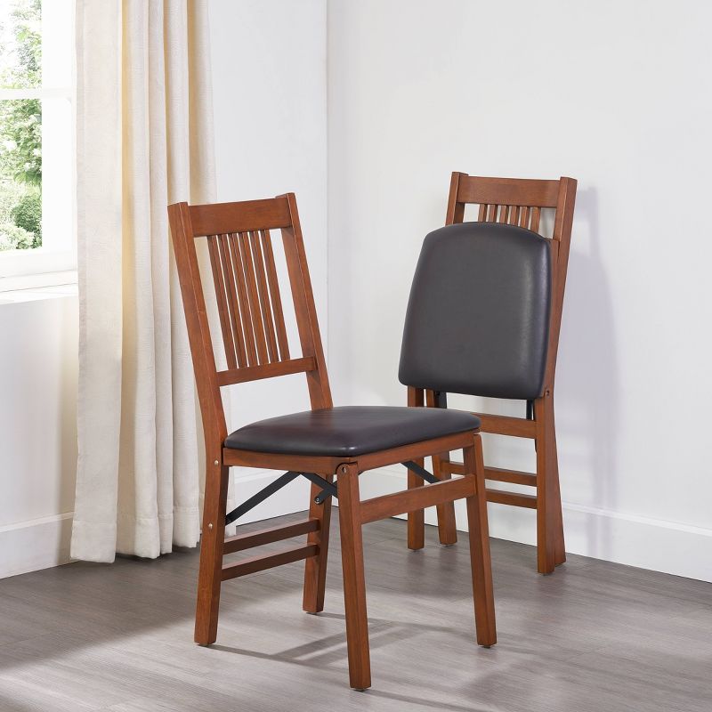 Set of 2 True Mission Folding Chair Fruitwood Brown - Stakmore, 6 of 8