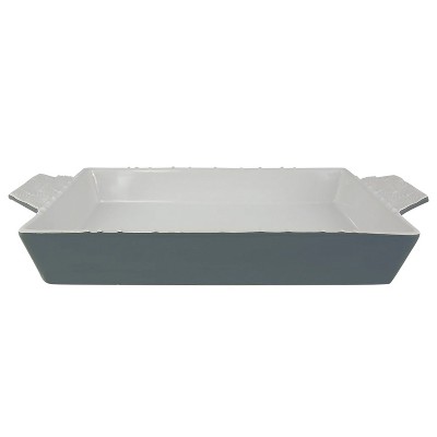 Ash and White Embossed Stoneware 13 x 9 Inch Baking Dish
