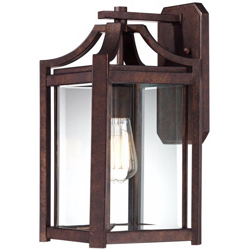 Franklin Iron Works Rockford Rustic Farmhouse Outdoor Wall Light Fixture Bronze 16 1/2" Clear Beveled Glass for Post Exterior Barn Deck House Porch, 5 of 8