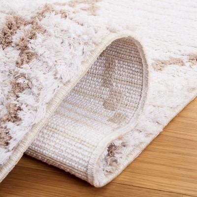 Ivory Beige Synthetic Flat Woven Square Area Rug