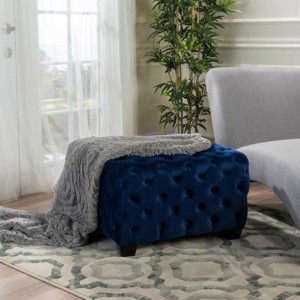 Modern Glam Tufted Ottoman Bench with Plush Velvet Upholstery and Extra Seating for Living Room -3irtyhousy - 1 of 4