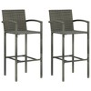 vidaXL Patio Bar Set 3 Piece, Bistro Set for Outdoor Porch Yard, Bar Stool with Cushions, Bistro Table, Farmhouse Modern Style, Poly Rattan Gray - 3 of 4