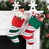 Northlight 18" Green and Red Velvet Sequin Stripe Stocking - 2 of 4