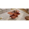 Okak 4-Pc Modular Rattan Coffee Table, Convertible Round/Square with Storage, Solid Wood & Weaving Center Table for Living Room - 3 of 4