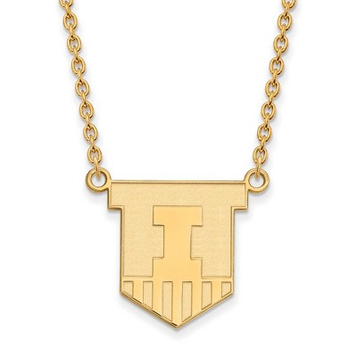 Black Bow Jewelry 10k Yellow Gold Illinois Fighting Illini NCAA Necklace 18 Inch