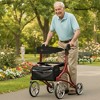 Rhythm Healthcare Crescendo Rollator 4 Wheel Walker with Backrest, Matte Red - 4 of 4