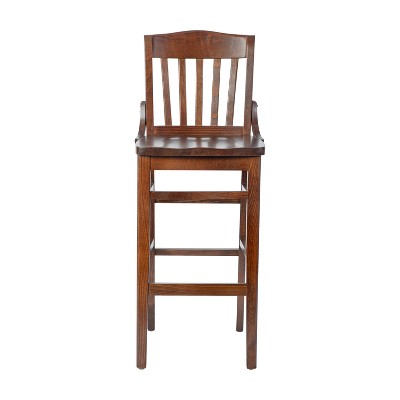 Elegant Walnut Wood School House Back Barstool