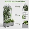 Dovelina Floor Planters Mobile Metal Planter Box, Trellis for Climbing Plants, Drainage Holes and wheels - 3 of 4