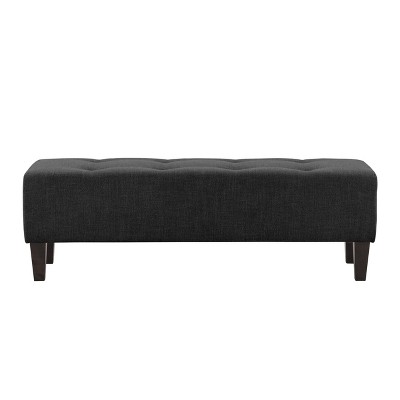 Rosewell Dark Grey Fabric 53" Button-Tufted Bedroom Bench