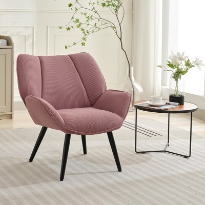 Modern Accent Chair Wingback Armchair Mid-Century Upholstered Lounge Arm Chair with Solid Wood Frame & Soft Cushion for Living Room, Bedroom