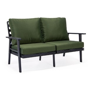 Leisuremod Walbrooke Modern Polyester Loveseat with Black Aluminum Frame and Removable Cushions - 1 of 4