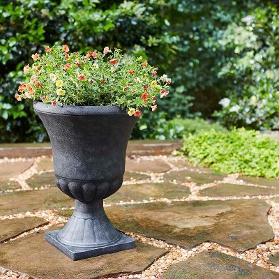 Winston 16 Inch Black Resin Outdoor Urn Planter