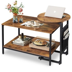 Coffee Table, 31.3" and 18.7" Small Coffee Tables , Modern Center Table and Side Table Set with Storage Side Pouch - 1 of 4