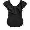 Women's Plus Size Frill Shoulder Bodysuit - black | CITY CHIC - 4 of 4