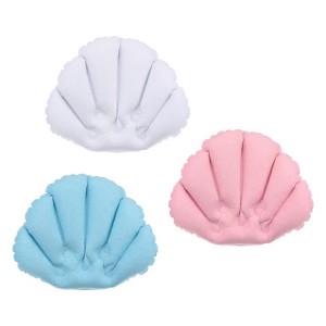 Unique Bargains PVC Terry Cloth Inflatable Bath Pillow with Suction Cup 3 Pcs - 1 of 4