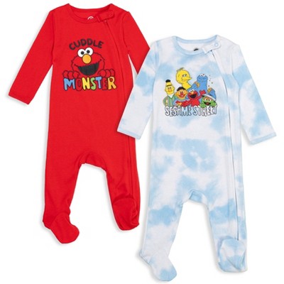 Sesame Street Bert and Ernie Oscar the Grouch Big Bird Elmo Baby 2 Pack Zip Up Sleep N' Play Coveralls Newborn to Infant