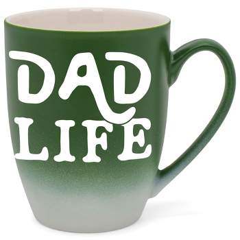 Elanze Designs Dad Life Two Toned Ombre Matte Green and White 12 ounce Ceramic Stoneware Coffee Cup Mug