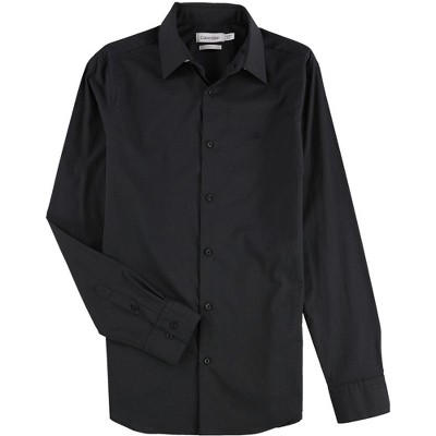Calvin Klein Mens Slim Fit Chambray Button Up Shirt, Grey, X-Small