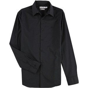 Calvin Klein Mens Slim Fit Chambray Button Up Shirt, Grey, X-Small - 1 of 2
