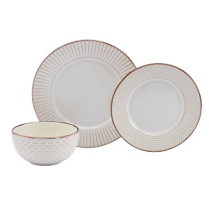 12pc Monroe Dinnerware Set - Tabletops Gallery: Stoneware Dishware, Solid Pattern, Service for 4, Includes Plates & Bowls - 1 of 4