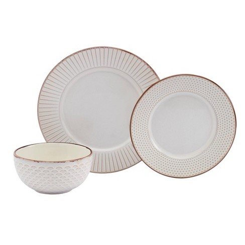 12pc Monroe Dinnerware Set - Tabletops Gallery: Stoneware Dishware, Solid Pattern, Service for 4, Includes Plates & Bowls - image 1 of 4