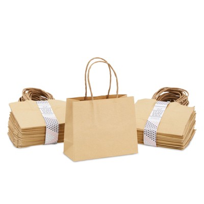 Brown Mini Kraft Paper Gift Bags with Handles, 50 Pack