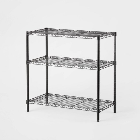 Organize It All 3 Tier Square Shelf, Black