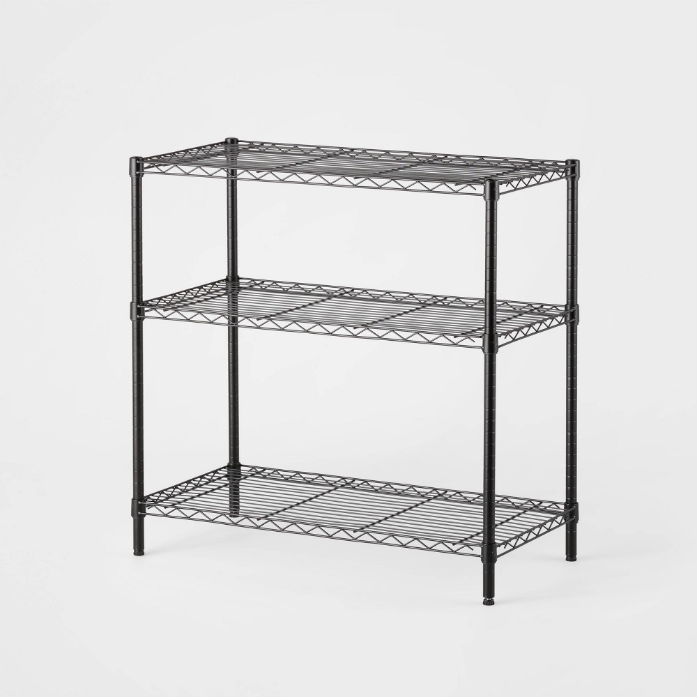 3 Tier Wide Wire Shelving Black - Brightroom™