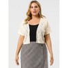 Agnes Orinda Women's Plus Size Short Sleeve Open Front Crochet Lace Allover Cropped Cardigan - 3 of 4