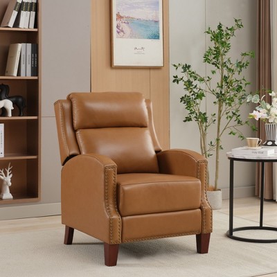 Hyleory Pushback Recliner Chair Faux Leather Armchair Push Back Recliner with Rivet Decoration Single Sofa Accent Chair for Living Room