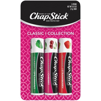 Chapstick Classic Variety Pack Lip Balm - Cherry, Strawberry, & Spearmint - 3ct/0.45oz