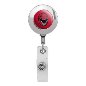 Power Rangers Red Ranger Helmet Metal Chrome Badge ID Card Holder Clip - 1 of 3