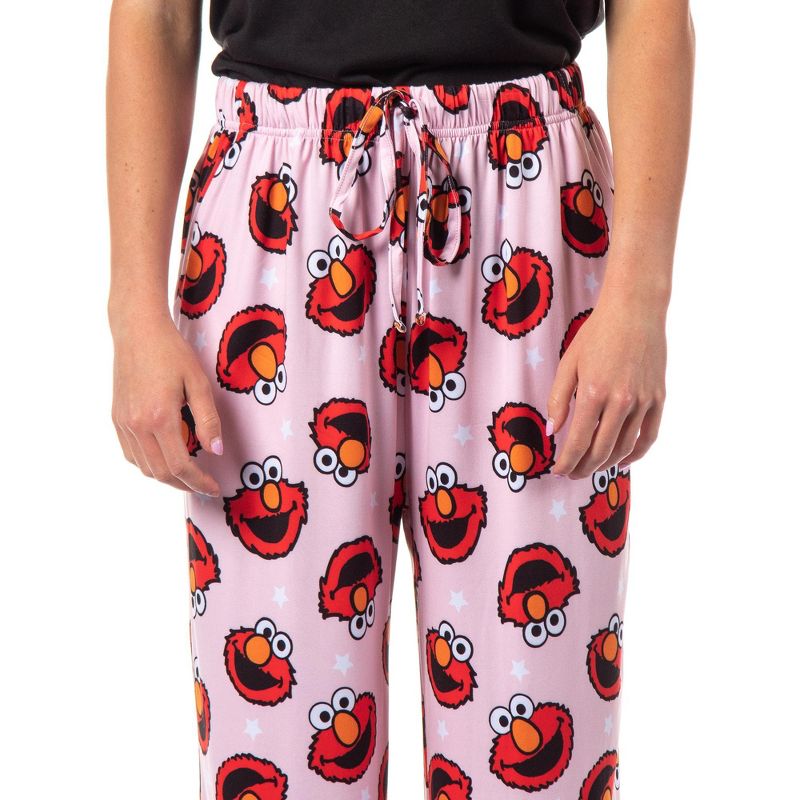 Sesame Street Women's Elmo Muppet Face Tossed Print Sleep Pajama Pants Pink, 3 of 5