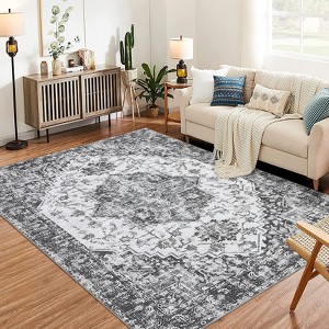 5x7 Area Rugs, Washable Large Non-Slip Low Pile Ultra Soft Indoor Under Table Area Rug Carpet for Bedroom, Living Room, Kitchen, Dinning Room - 1 of 4