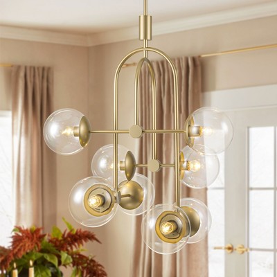 Rennnsan Sylorna 29"W 8-Light Bubble Glass Modern Dimmable Chandelier in Gold