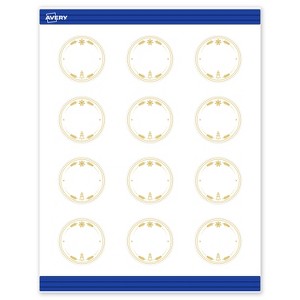 Avery Round Cards, 2", Gold-White Christmas Trees, Matte, 120ct - 1 of 4