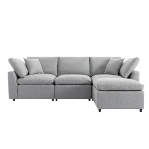 CLIHOME Down Filled Upholstery Convertible Sectional Sofa, L Shaped Couch with Reversible Chaise - 1 of 4