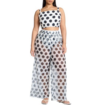 ELOQUII Women's Plus Size Wide Leg Cover-Up Pant