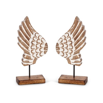 Lone Elm Studios Set of 2 15-inch Tall Tabletop Angel Wings