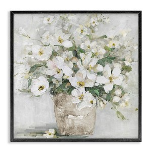 Stupell Industries Farmhouse Poppies Floral Blossom Bouquet Country Bucket Black Framed Giclee Art - 1 of 4