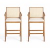 VYNXARIA 27" Height, Cream Woven Cane Plastic Backrest Bar Stool - Foam-Padded Fabric Seat & Durable Rubberwood Frame - 3 of 4