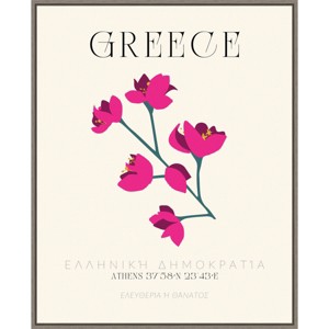 23" x 28" Greece Travel Poster Hellenic Bougainvillea by Chayan Lewis Framed Canvas Wall Art Print - Amanti Art: Modern Decor - 1 of 4