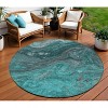 Teal Blue Aqua And Gray Abstract Washable Indoor Outdoor Area Rug - 2 of 4