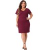 Agnes Orinda Women's Plus Size Elegant Floral Lace Bateau V Neck Short Sleeves Bodycon Dresses - 3 of 4