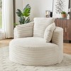 Large Corduroy Bean Bag Chair for Adults, Round Armchair with Cushioned Backrest, Soft Lounge Seating for Living Room, Apartment – Cuddlewood - 2 of 4