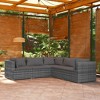 vidaXL Patio Lounge Set 5-Piece - Gray Poly Rattan Sectional Sofa - Outdoor Modular Sofa with Cushions for Garden/Patio - 2 of 4