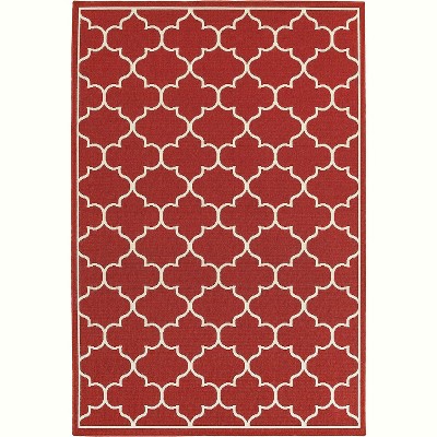 Oriental Weavers Meridian 1295R Red/ Ivory Indoor/Outdoor Area Rug - 2'3" x 7'6"