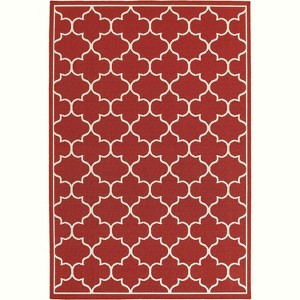 Oriental Weavers Meridian 1295R Red/ Ivory Indoor/Outdoor Area Rug - 5'3" x 7'6" - 1 of 3