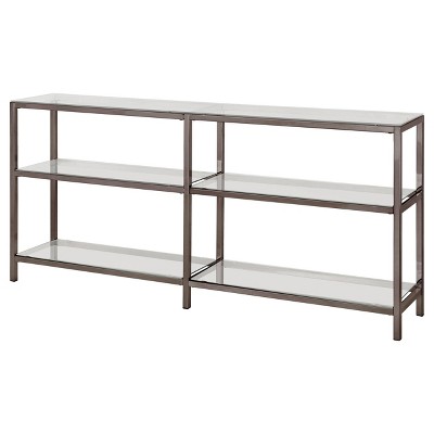 Black Nickel 3-Shelf Glass Console Bookcase