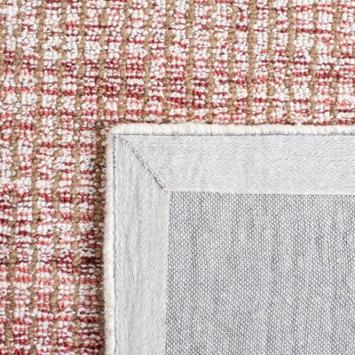 Ivory and Red Hand-Tufted Wool 4' x 6' Area Rug